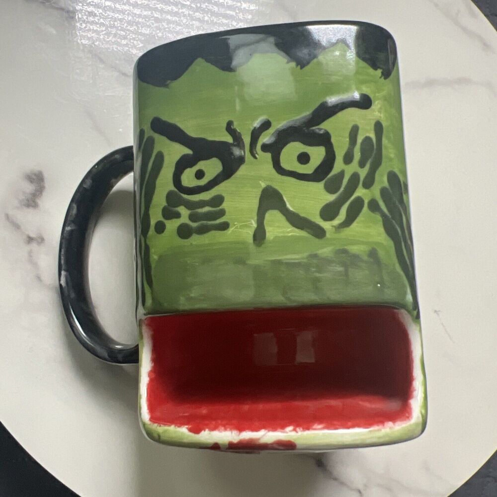 Handmade Hand Painted THE HULK 'E' Mug W/ Cookie/Treat Slot NWOB Gift Novelty